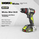 Безщітковий електричний дриль WORX 20V WU173 (2.0 з двома батареями), дриль-пістолет на літієвих батареях, електрична викрутка, багатофункціональний перфоратор - зображення 4