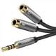 Кабель Ugreen AV141 3.5mm to 2x3.5mm Headset Splitter (20cm) Black (30619) - изображение 1