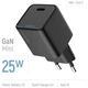 Зарядное устройство ColorWay GaN Mini 25W PD Port PPS USB-C black (CW-CHS052PD-BK) - изображение 2