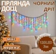 Гирлянда Дождь черный провод прозрачная коническая лампа 3 м 120 LED (микс) 120-SHORT-CURTAIN-3M-M - изображение 1