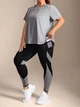 Жіночий спортивний фітнес костюм батал Plus Size футболка та легінси Сірий XL - зображення 3