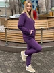 Женский велюровый спортивный костюм, цвет фиолетовый, 54 - изображение 4