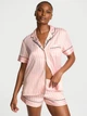 Сатиновая атласная женская пижама Victoria's Secret рубашка + шорты розовая полоска c вышивкой SPC97 размер S - изображение 1