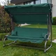 Садовая Качеля Garden 4-местная большая раскладная с функцией кровати, усиленный металлический каркас, подстаканники, 2 подушки, нагрузка до 350 кг, Зеленая - изображение 1