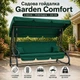 Садовая Качеля Garden 4-местная большая раскладная с функцией кровати, усиленный металлический каркас, подстаканники, 2 подушки, нагрузка до 350 кг, Зеленая - изображение 2