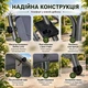 Садовая Качеля Garden 4-местная большая раскладная с функцией кровати, усиленный металлический каркас, подстаканники, 2 подушки, нагрузка до 350 кг, Серая - изображение 4