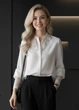 Блузка-сорочка жіноча з мереживною вставкою на грудях та манжетах Fashion Біла 15519 XS (40) - зображення 2
