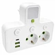 Тройник в розетку на 2 розетки, 2 USB + 1 Type-C, с кнопками, Белый (Разветвитель) - изображение 5