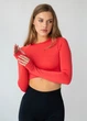 Женский кроп-лонгслив с отверстиями для пальцев Giulia FLEX LONGSLEEVE ACTIVE S/M Red-poppy, спортивный кроп топ - изображение 7