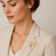 Брошь BROCHE Растения Гинкго Билоба из стали золотистая BRBF115492 - изображение 3