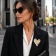 Брошь BROCHE Модерн Сердце из стали золотистая BRBF115507 - изображение 4