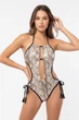 Купальник женский бежевого цвета с принтом Fashion размер 42-48 (214781) - изображение 1