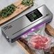 Вакуумний пакувальник Zepline 200W Чорно-сріблястий (Автоматичний вакууматор для дому із сенсорним LED-дисплеєм та вбудованим ножем, побутовий кухонний пакувальник для вологих та сухих продуктів) - изображение 1