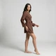 Короткий коричневый женский халат р M/L 696 - изображение 3