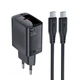 Мережевий зарядний пристрій ACEFAST A82 20 Вт 3×USB-C з кабелем USB Type-C, чорний - зображення 1