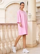 Свободное оверсайз платье-футболка из трикотажа пенье ISSA PLUS 15729 S розовое (issa2007682833504) - изображение 2