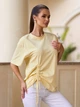 Оверсайз трикотажна однотонна футболка з куліскою ISSA PLUS 15720 XXL жовта (issa2007682831654) - зображення 2