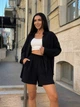 Костюм женский легкий шорты+рубашка черного цвета 38401 42/44 - изображение 4