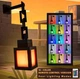 Піксельний, Настінний RGB Ліхтар-Нічник з ланцюгом Майнкрафт Minecraft, Пультом Управління та 16 Кольорами Підсвічування з USB Заряджання на Акумуляторі - зображення 6