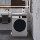 Стелаж полку Бафрум 401 Ferrum-decor для пральної машини 90x70,5x60,5 Білий метал ДСП Бетон 16 мм (BED40108) - зображення 2