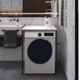 Стелаж полку Бафрум 401 Ferrum-decor для пральної машини 90x70,5x60,5 Чорний метал ДСП Білий 16 мм (BED40106) - зображення 2