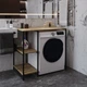 Стелаж полку Бафрум 405 Ferrum-decor для пральної машини 90x101x60,5 Чорний метал ДСП Дуб Евок Прибережний 16 мм (BED45502) - зображення 2