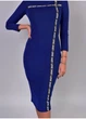 Женское платье миди приталенное облегающее с надписями 42 синее - изображение 2