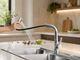 Кран/змішувач Faucet CR-8428 багатофункціональний метал / Змішувач кухонний з висувною лійкою, хром / Висувний кухонний змішувач з нержавіючої сталі - зображення 1