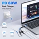Перехідник розгалужувач Ugreen магнітний кабель USB C Splitter 1 in 2 Out Dual USB C для навушників PD 60 W Black (CM821) - зображення 3