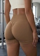 Женские спортивные пуш ап шорты с V-поясом однотонные велосипедки с Push-Up эффектом для тренировок M коричневые (N70285S) - изображение 5