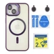 Чохол Premium TPU+PC+Metal Stand Case with MagSafe and Camera Lenses для iPhone 15 Dark Purple - изображение 2