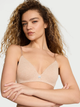 Бюстгальтер без кісточок безшовний бавовняний Victoria's Secret Cotton Logo Hardware Lightly Lined, бежевий, 34А - зображення 1