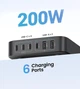 Сетевое зарядное устройство UGREEN CD271 GaN 200W 2xUSB-A+4xUSB-C Desktop Charger Black (40914) - изображение 4