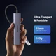 USB-хаб UGREEN CM475 USB 3.0 to Gigabit + 3xUSB 3.0 Converter with USB-C Power Port Grey (60554) - изображение 9