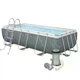 Каркасный бассейн Bestway 56721серый прямоугольный из ПВХ и стали 404 х 201 х 100 см на 6478 л с лестницей и картриджным фильтр-насосом 2006 л/ч (9-163-56721 BW) - изображение 1