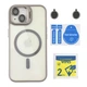 Чохол Premium TPU+PC+Metal Stand Case with MagSafe and Camera Lenses для iPhone 15 Grey - изображение 3