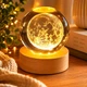 Декоративна лампа 3D-нічник Crystal Ball з дерев`яною підставкою, Місяць - зображення 2