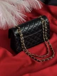 Сумка жіноча клатч через плече Classic Double Flap Bag PREMIUM чорний золото - зображення 3
