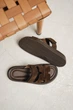 Женские замшевые шлёпки PARADIZE SHOES коричневого цвета в минималистичном стиле на средней подошве 38 размер (стелька 25,2 см) - изображение 4