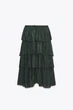 Спідниця міді з воланами Zara 8699/209 M Зелена (08699209529М) - изображение 2