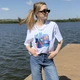 Футболка жіноча з принтом Дніпро, біла, M - зображення 8