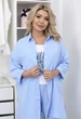 Костюм-тройка женский из крепа жатки с рубашкой футболкой и брюками палаццо летний G&M k-130420 54-56 Размер цвет голубой - изображение 3