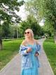 Женский летний сарафан з вышивкой на бретелях гофрированной юбкой Голубой с серым Хлопок размер L 01122 - изображение 2