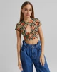 Топ Bershka коричневий в візерунки VJLSW548 S - зображення 1