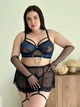 Комплект білизни з ланцюжками Plus Size Emili, Чорний з Синім, 2XL - зображення 1