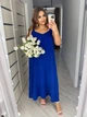 Сарафан женский из крепа жатки на бретельках свободного кроя макси летний G&M k-130439 58-60 Размер цвет электрик - изображение 2
