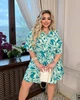 Комбинезон-шорты женский из софта с коротким рукавом и растительным принтом летний G&M k-130401 54-56 Размер цвет тифани - зображення 3