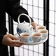 Чайний набір для кунг-фу "Sushitaoci National Trend Blue and White Thousand Mountains One Pot 4 Cups" з лотком для сухого заварювання (одиниця: комплект) - зображення 5