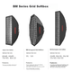Софтбокс JINBEI BM Grid Універсальний софтбокс Bao Rong зі слотом для карток, стільниковою сіткою та довгою смугою, квадратний софтбокс для зовнішньої фотографії, відео, прямої трансляції, освітлення, кришка софтбокса BM-60×90 Grid - изображение 6