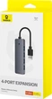 USB-хаб Baseus UltraJoy Series 4-Port HUB Lite 50cm Space Grey (USBA to USB3.0 x 4+Type-C5V) (B0005280B811-01) - зображення 7